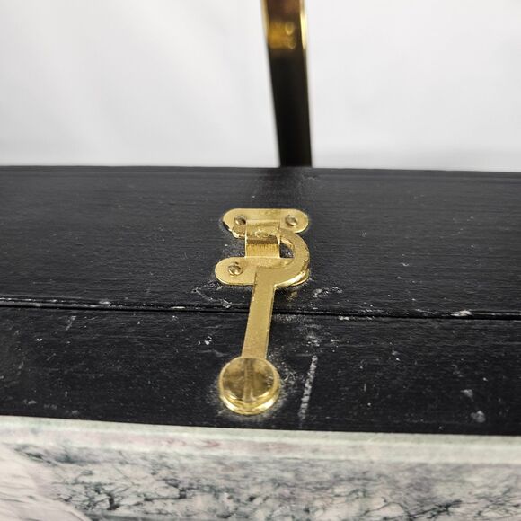 Vintage Handmade Cigar Box Purse with Beaded Strap Horse & Carriage Design - Picture 7 of 9